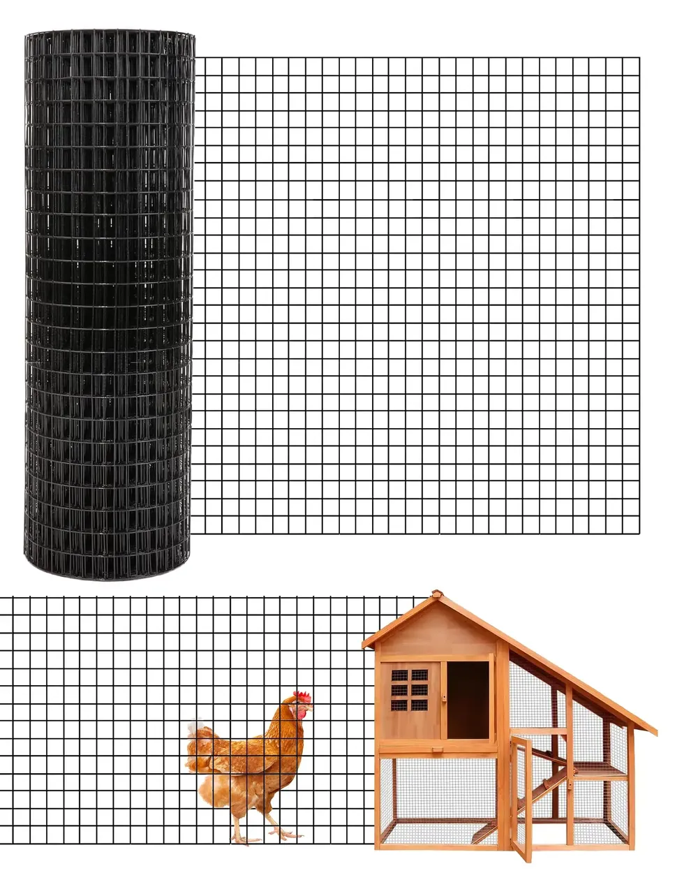Rouleau de grillage PVC galvanisé pour jardin et poulailler