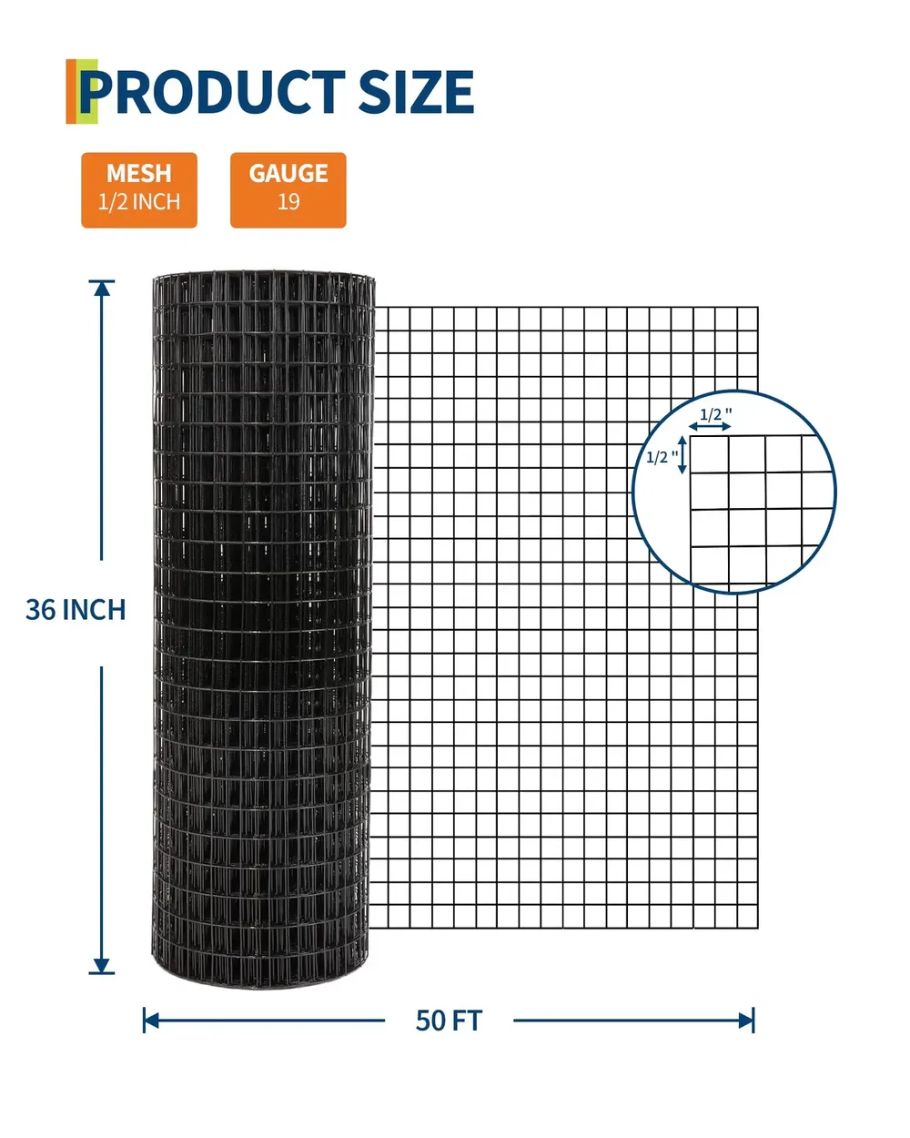 Rouleau de grillage PVC galvanisé pour jardin et poulailler