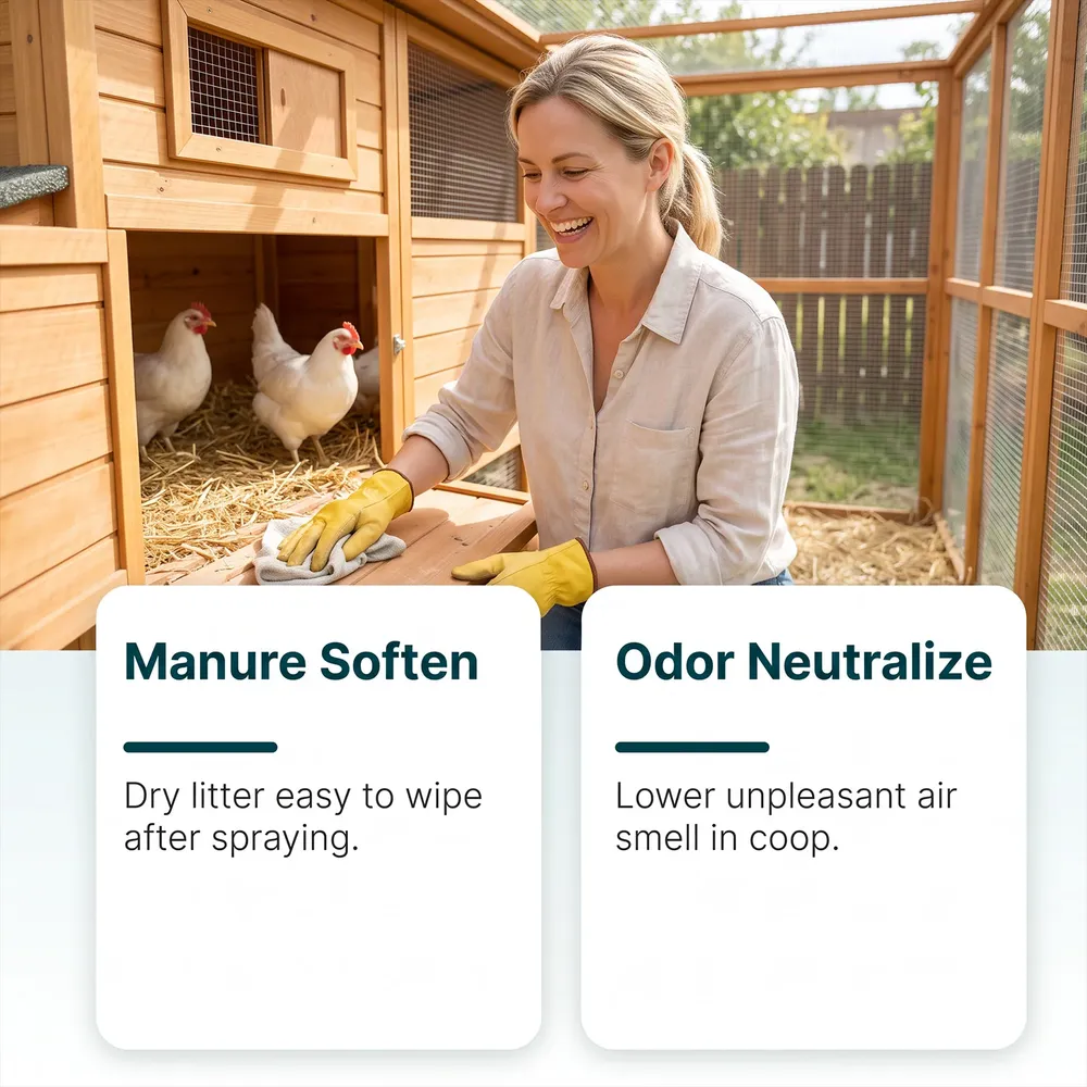 Spray nettoyant poulailler adoucissant et désodorisant