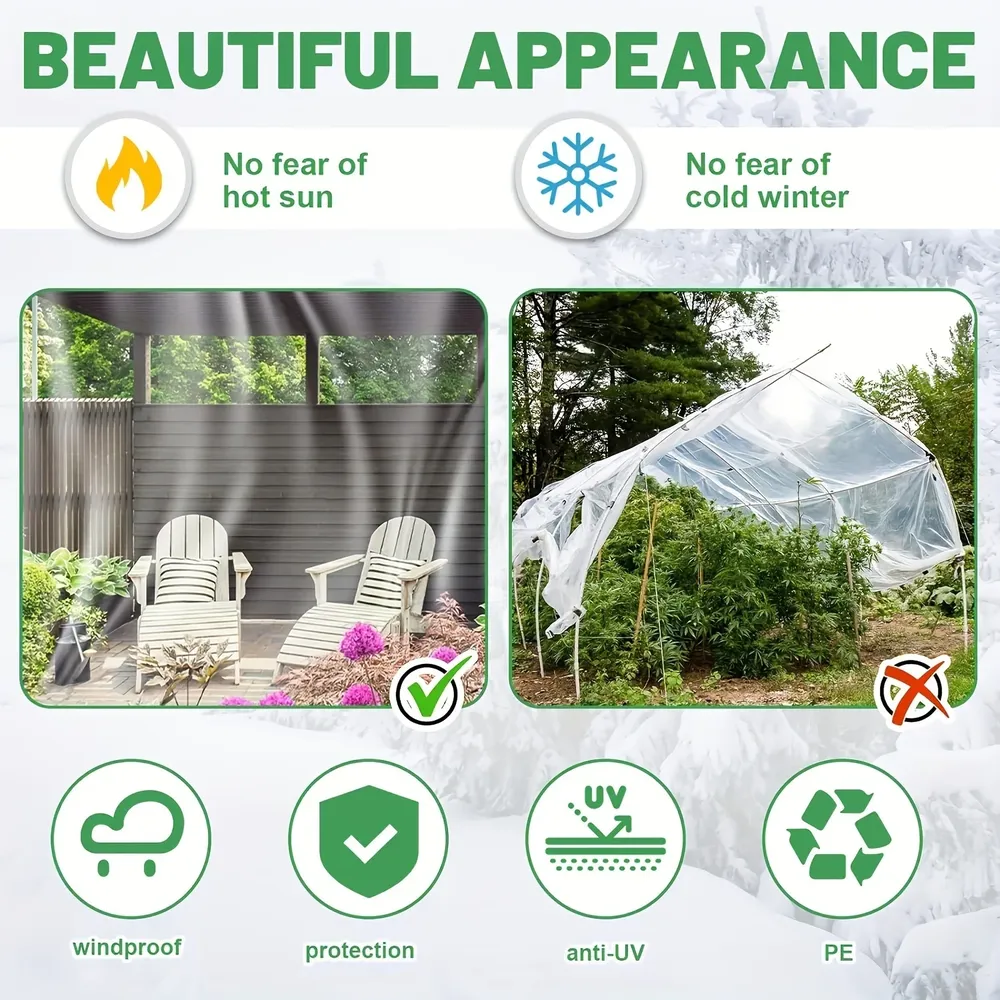 Tissu transparent 200x400cm joint d'étanchéité idéal jardin