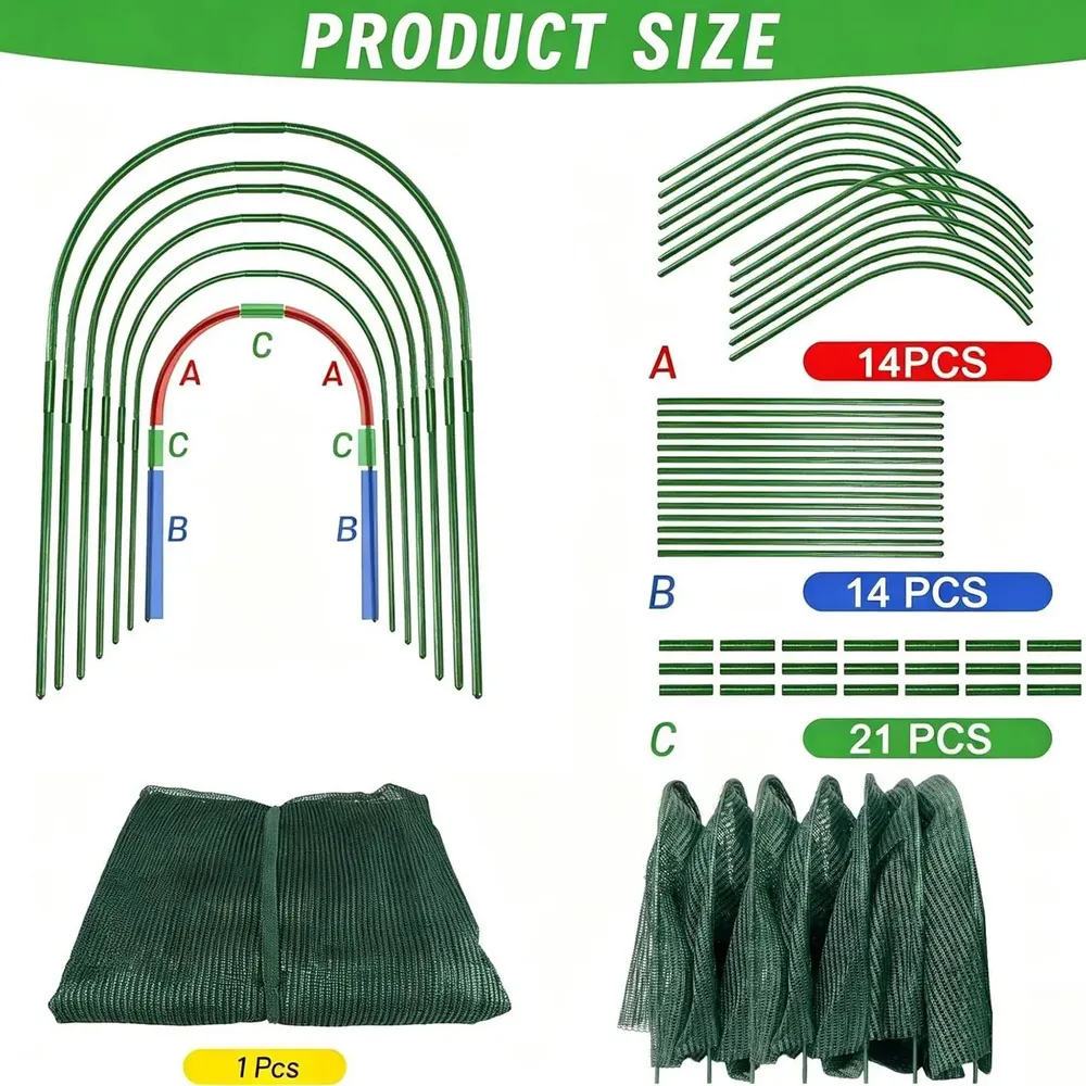 Tunnel pliable pour poulailler avec filet d'ombrage