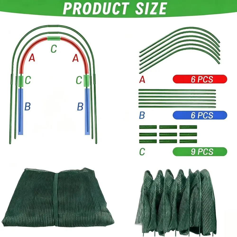 Tunnel pliable pour poulailler avec filet d'ombrage